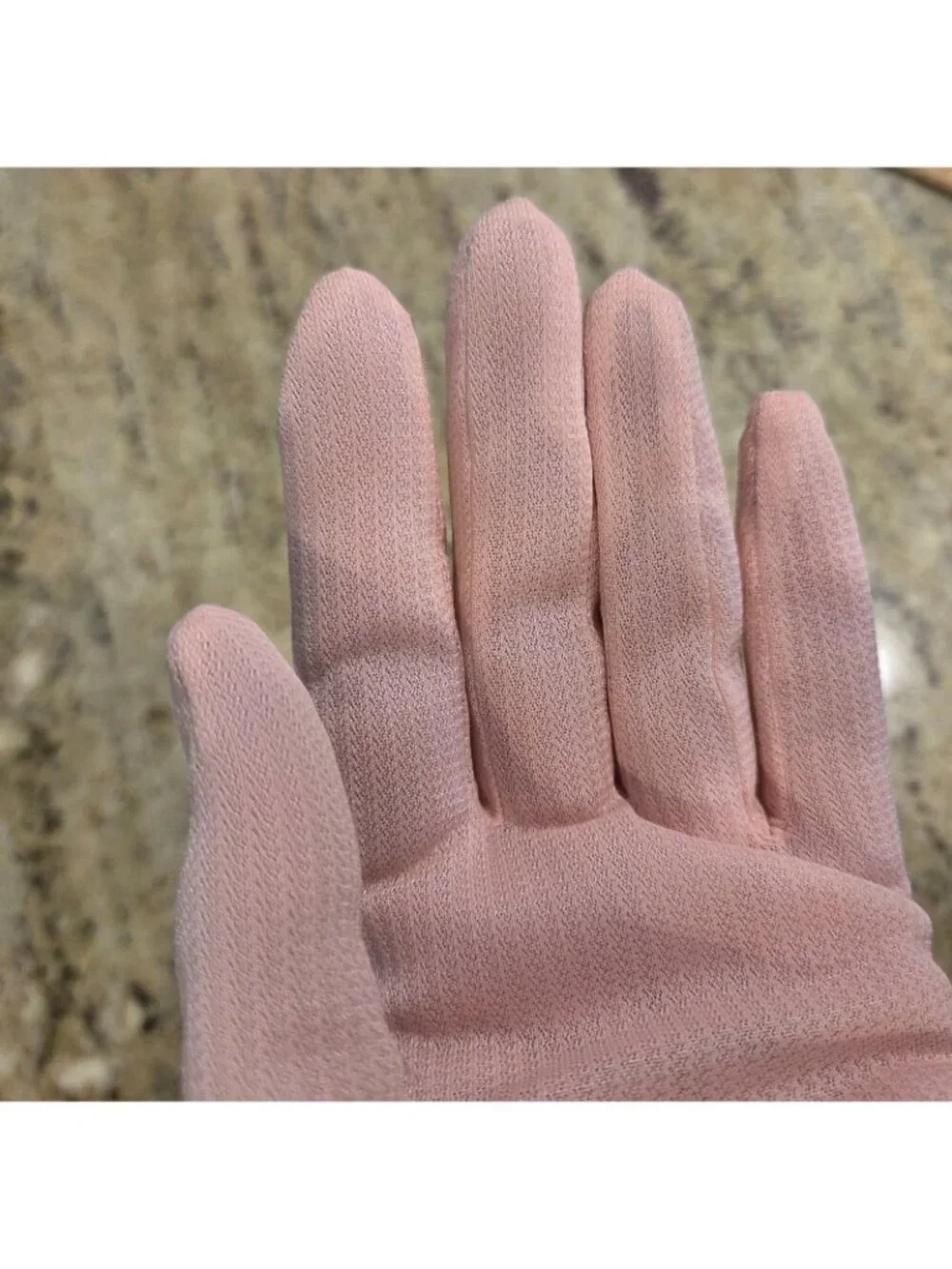 Vintage Womens Size L/XL Pink Nylon Formal Gloves Ruffle Wrist